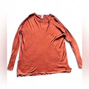 H&M Women’s Rust Oversized Long Sleeve Top Size S Casual Slouchy Spring Shirt